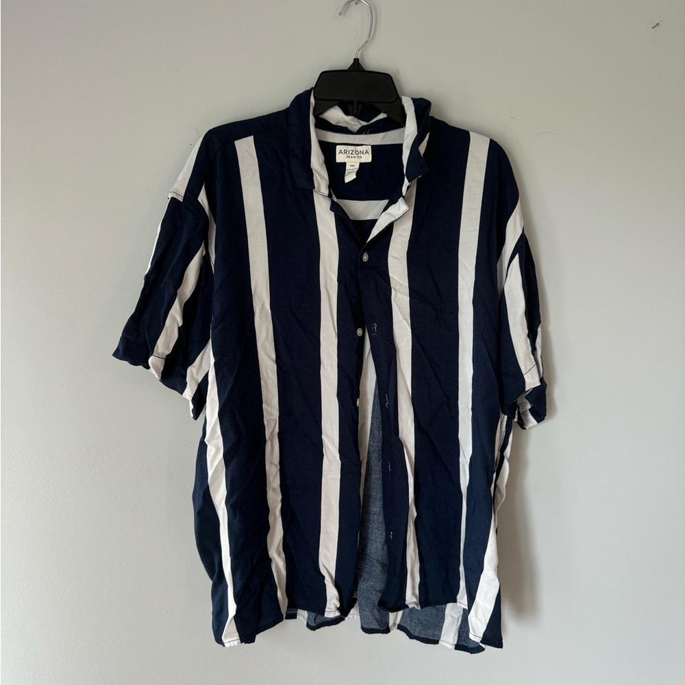 American Blue Men's  Size XXL 2XL stripped short sleeve Button down shirt